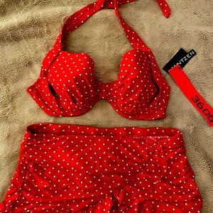 Brand new with tags Jantzen polka dot two piece bathing suit